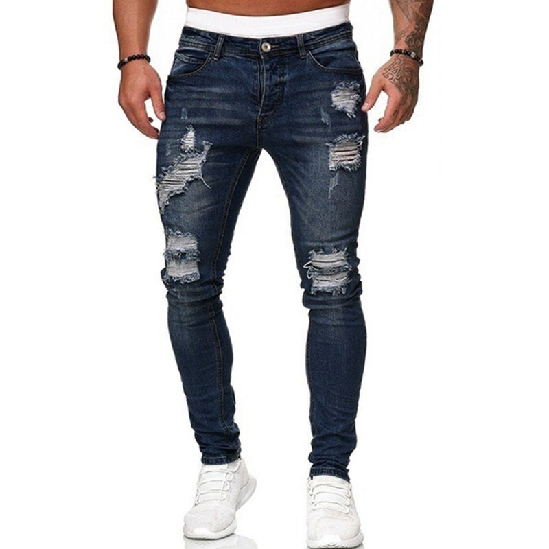 2022 Jeans Men Ripped Skinny Hole Trousers Stretch Slim Denim Pants Large Size Hip Hop Black Blue Casual Jogging Jeans for Men 6 2022 Jeans Men Ripped Skinny Hole Trousers Stretch Slim Denim Pants Large Size Hip Hop Black Blue Casual Jogging Jeans for Men 6