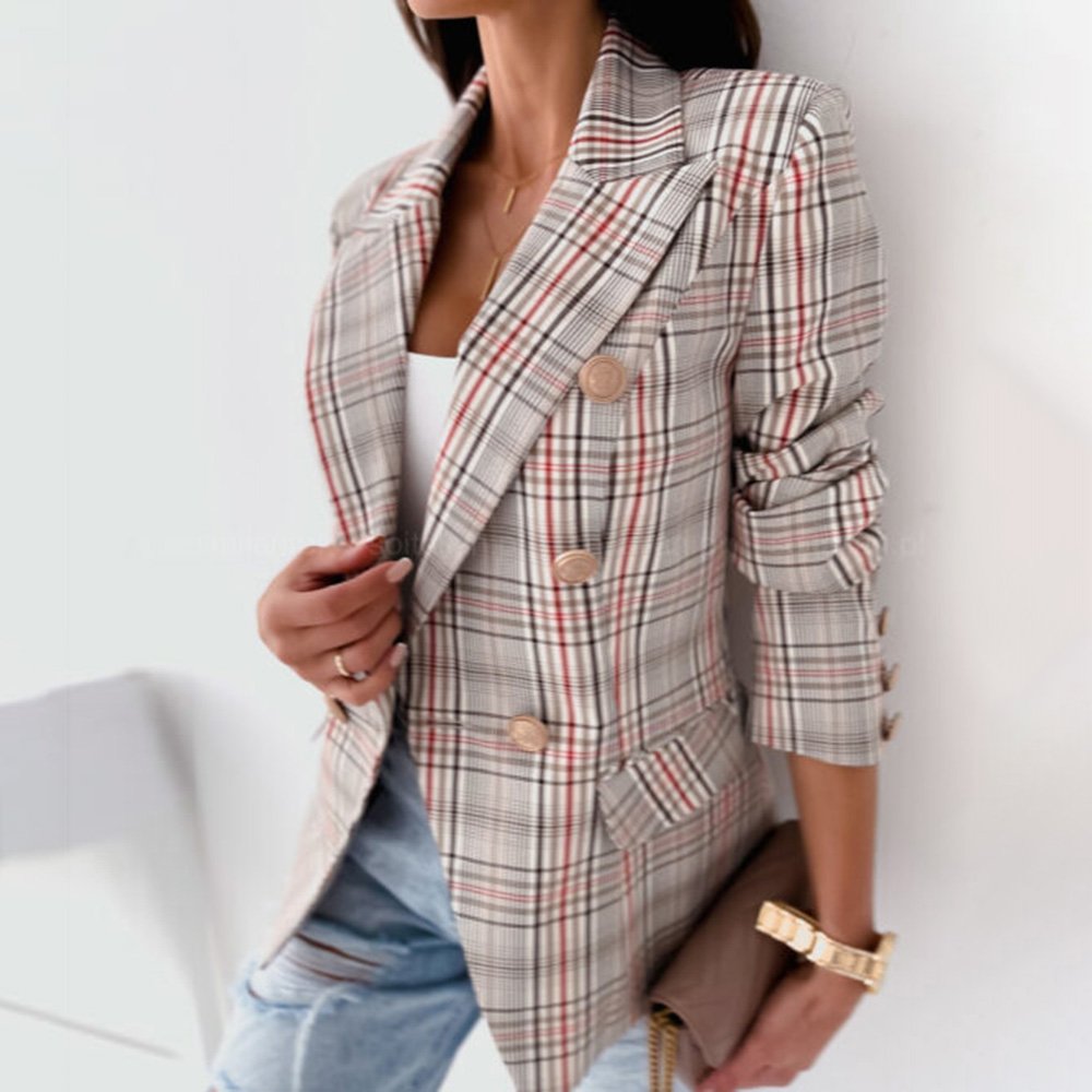Autumn Office Lady Elegant Blazer Coats Fashion Turn-Down Collar Women Outerwear Spring Casual Simple Long Sleeve Jackets printe 6 Autumn Office Lady Elegant Blazer Coats Fashion Turn-Down Collar Women Outerwear Spring Casual Simple Long Sleeve Jackets printe 6