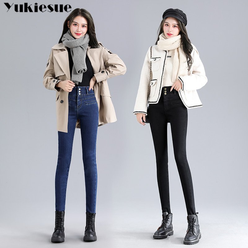 2021 Women Winter Fleece Jeans New Solid Warm Thicken Denim Pencil Pants Fashion Skinny Jean Pants Sexy Slim Trousers plus size 5 2021 Women Winter Fleece Jeans New Solid Warm Thicken Denim Pencil Pants Fashion Skinny Jean Pants Sexy Slim Trousers plus size 5
