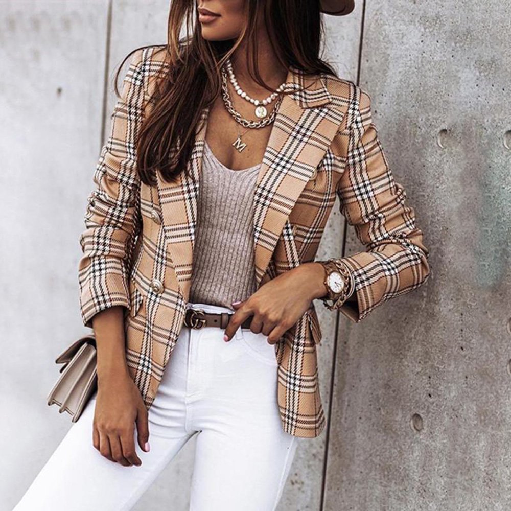 Autumn Office Lady Elegant Blazer Coats Fashion Turn-Down Collar Women Outerwear Spring Casual Simple Long Sleeve Jackets printe 3 Autumn Office Lady Elegant Blazer Coats Fashion Turn-Down Collar Women Outerwear Spring Casual Simple Long Sleeve Jackets printe 3
