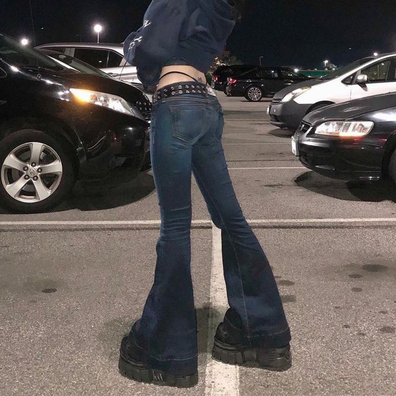 Flare Jeans Women's Low Waist Trousers Vintage Aesthetic Denim Pants Streetwear Mom Casual Korean Fashion Cyber Y2k Grunge Jeans 5 Flare Jeans Women's Low Waist Trousers Vintage Aesthetic Denim Pants Streetwear Mom Casual Korean Fashion Cyber Y2k Grunge Jeans 5